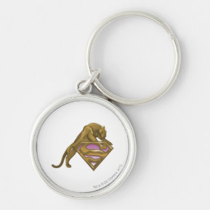 Supergirl Golden Cat Rund Silverfärgad Nyckelring