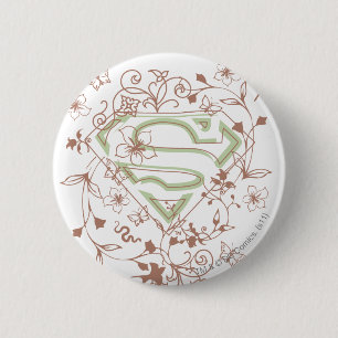 Supergirl Grönt Blommigt Logotyp Knapp