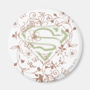 Supergirl Grönt Blommigt Logotyp Magnet