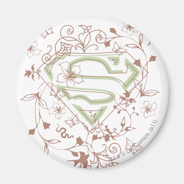 Supergirl Grönt Blommigt Logotyp Magnet (Framsidan)