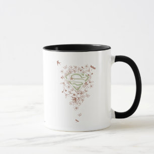 Supergirl Grönt Blommigt Logotyp Mugg