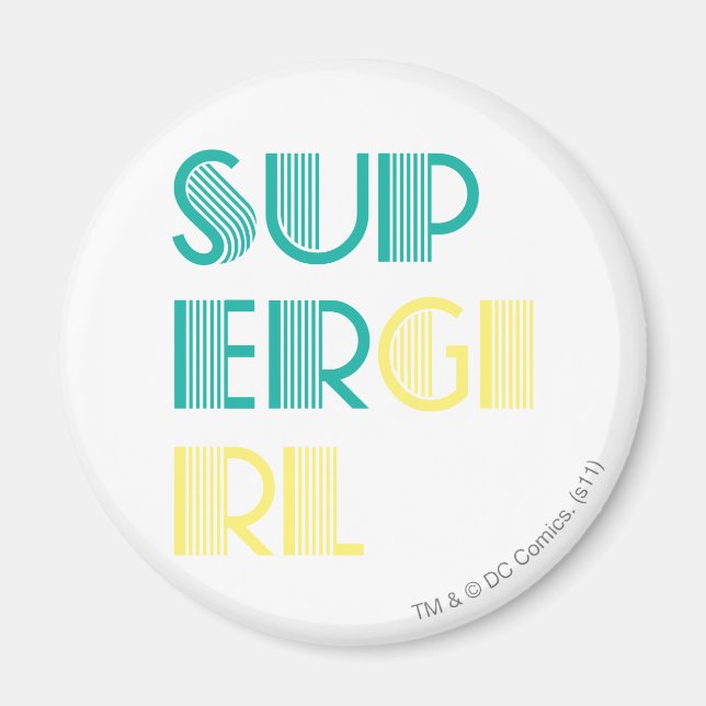 Supergirl-Grönt och -Gult Magnet (Framsidan)