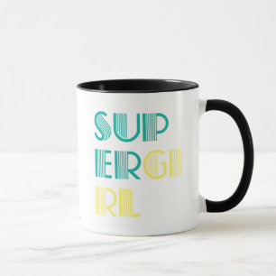 Supergirl grönt och gult mugg
