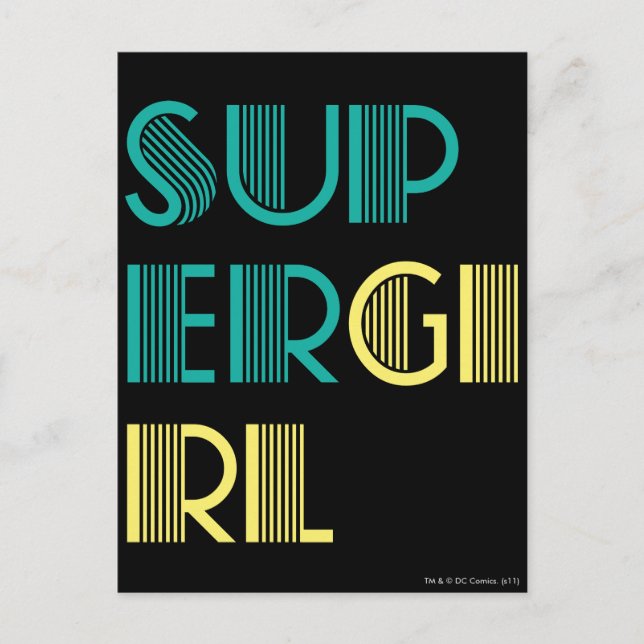 Supergirl-Grönt och -Gult Vykort (Framsida)