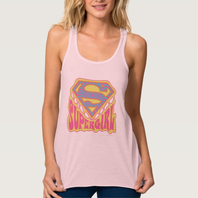 Supergirl Groovy Logotyp 2 Linne Med Racerback (Framsida)