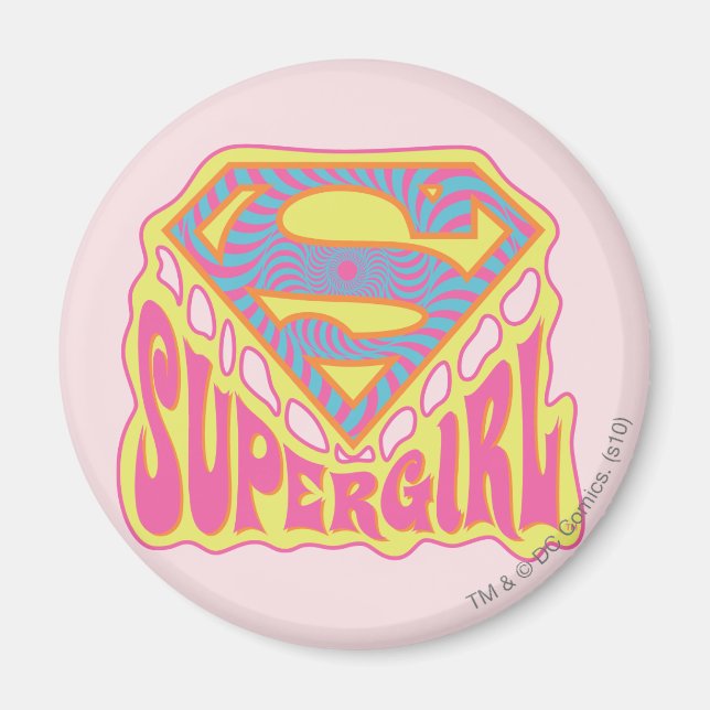 Supergirl Groovy Logotyp Magnet (Framsidan)