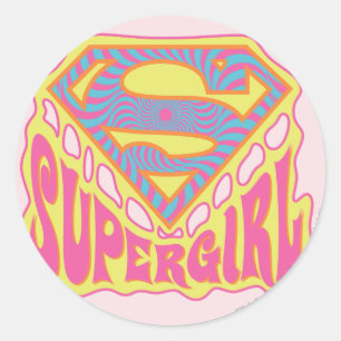 Supergirl Groovy Logotyp Runt Klistermärke