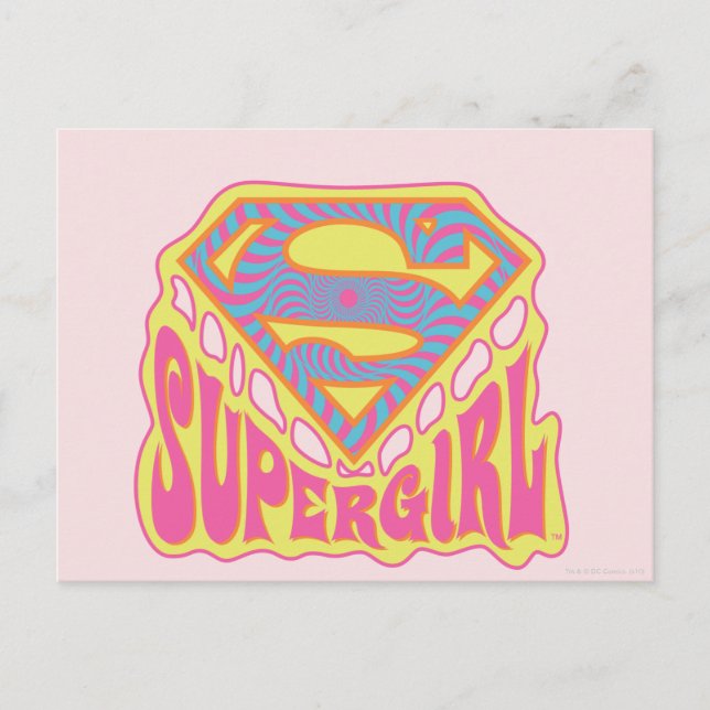 Supergirl Groovy Logotyp Vykort (Framsida)