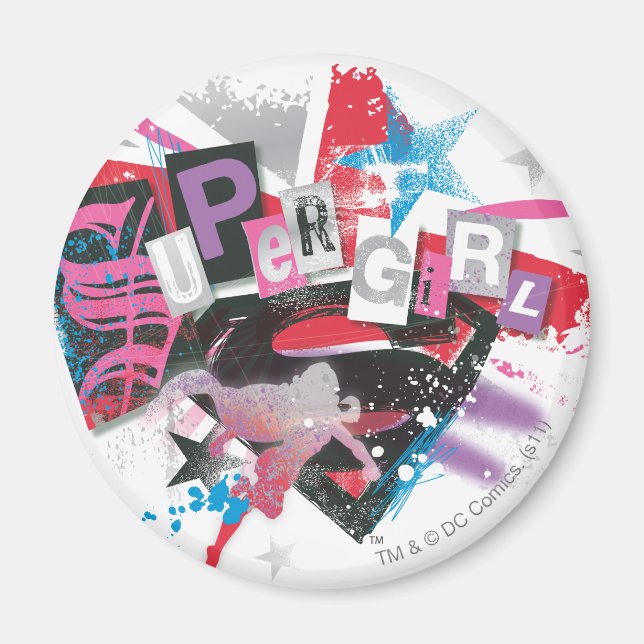 Supergirl Grunge Design Magnet (Framsidan)