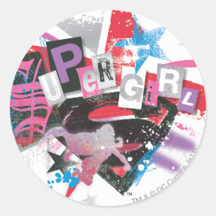 Supergirl Grunge Design Runt Klistermärke