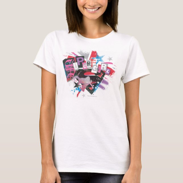 Supergirl Grunge Design Tee Shirt (Framsida)