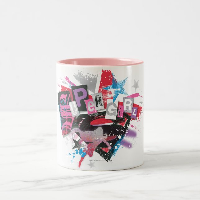 Supergirl Grunge Design Två-Tonad Mugg (Center)