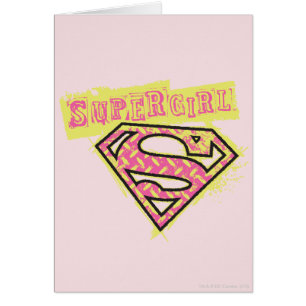 Supergirl Grunge Logotyp Rosa Hälsningskort