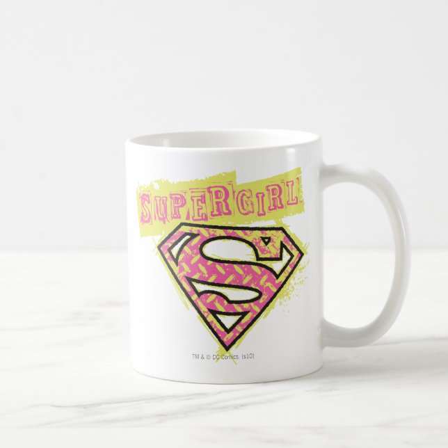 Supergirl Grunge Logotyp Rosa Kaffemugg (Höger)