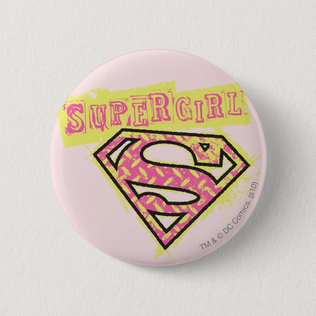 Supergirl Grunge Logotyp Rosa Knapp (Framsida)