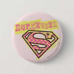 Supergirl Grunge Logotyp Rosa Knapp