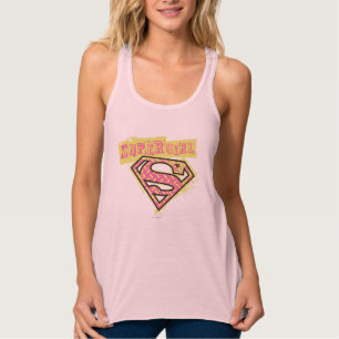 Supergirl Grunge Logotyp Rosa Linne Med Racerback