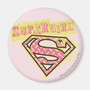 Supergirl Grunge Logotyp Rosa Magnet