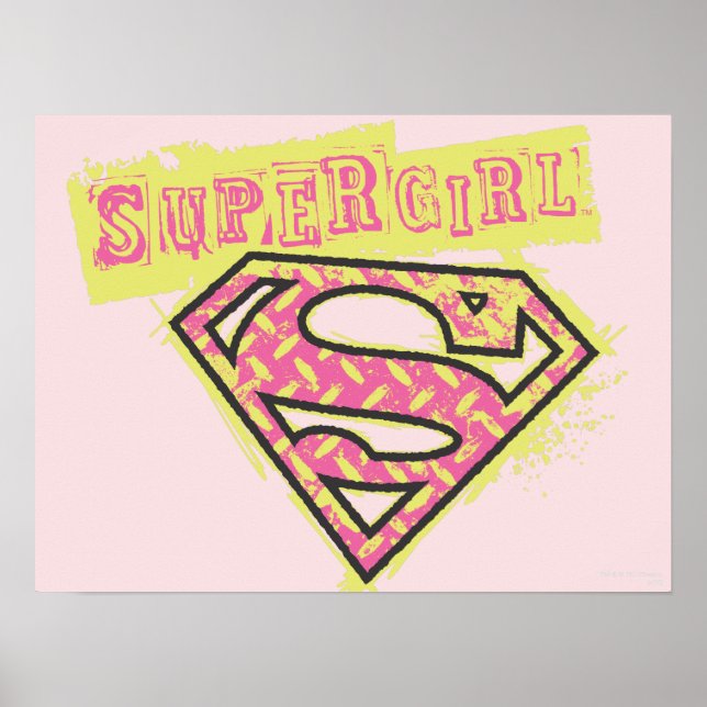 Supergirl Grunge Logotyp Rosa Poster (Framsidan)