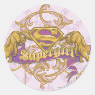 Supergirl guld- katt 3 runt klistermärke