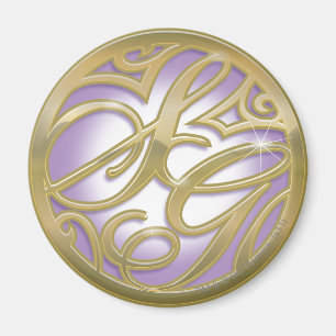 Supergirl Guld & Lila Circle Logotyp Magnet