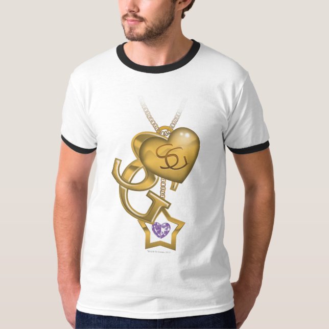 Supergirl Guld Locket T Shirt (Framsida)