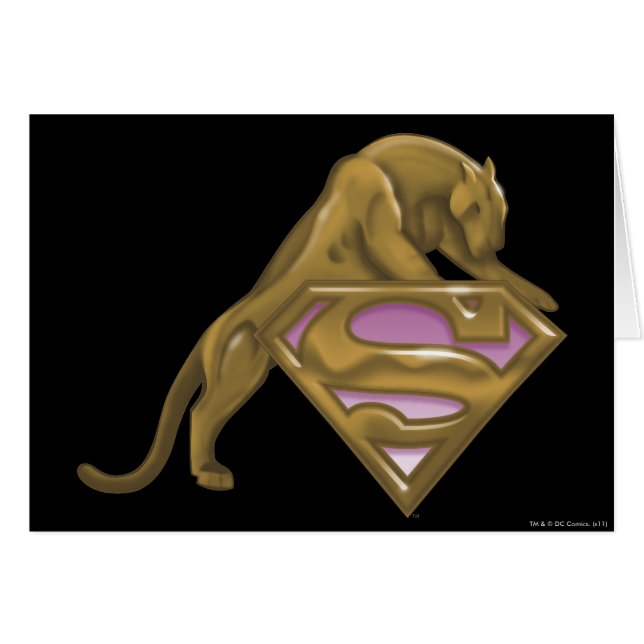 Supergirl Gyldene Katt Hälsningskort (Framsidan Horizontal)