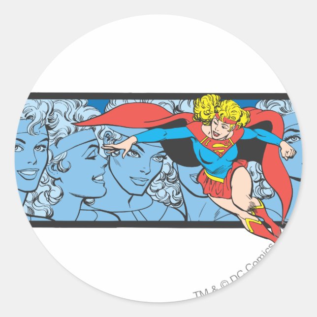 Supergirl Head Shots Runt Klistermärke (Framsida)