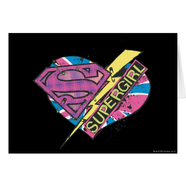 Supergirl Heart och Bolt Hälsningskort (Framsidan Horizontal)