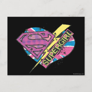 Supergirl Heart och Bolt Vykort