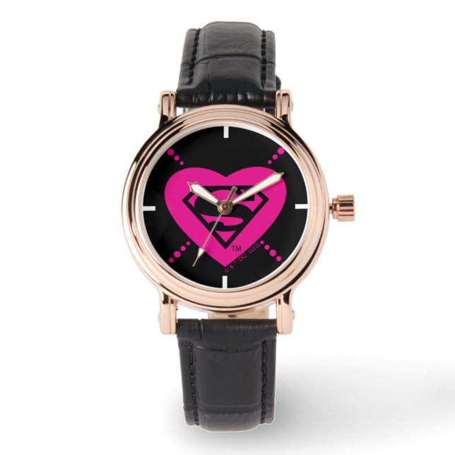 Supergirl Hearts Diagonal Mönster Armbandsur (Framsida)