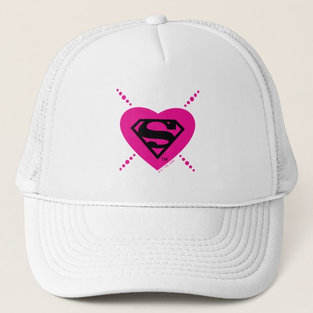 Supergirl Hearts Diagonal Mönster Keps (Framsida)