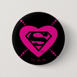 Supergirl Hearts Diagonal Mönster Knapp