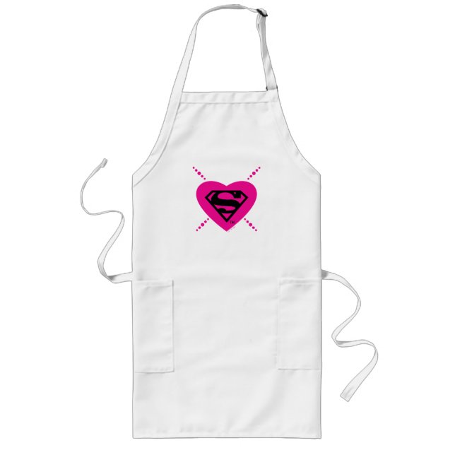 Supergirl Hearts Diagonal Mönster Långt Förkläde (Framsidan)