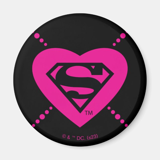 Supergirl Hearts Diagonal Mönster Magnet (Framsidan)