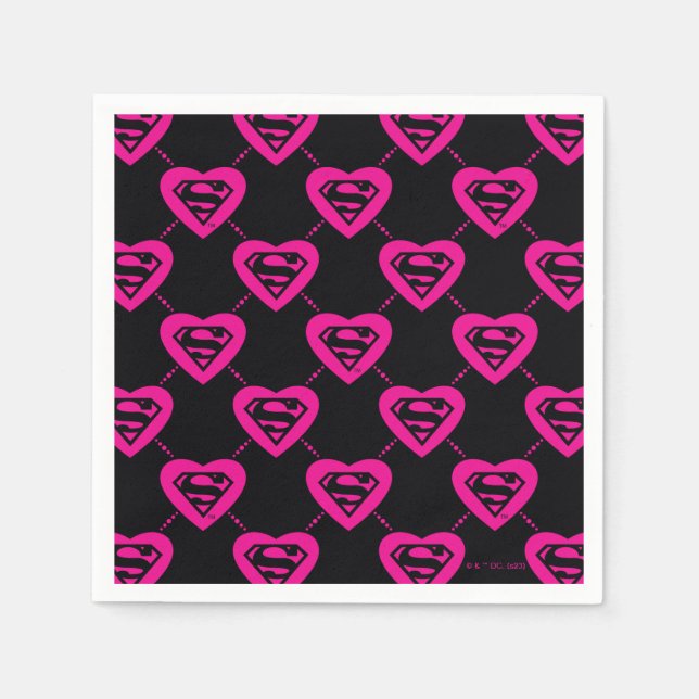 Supergirl Hearts Diagonal Mönster Pappersservett (Framsidan)
