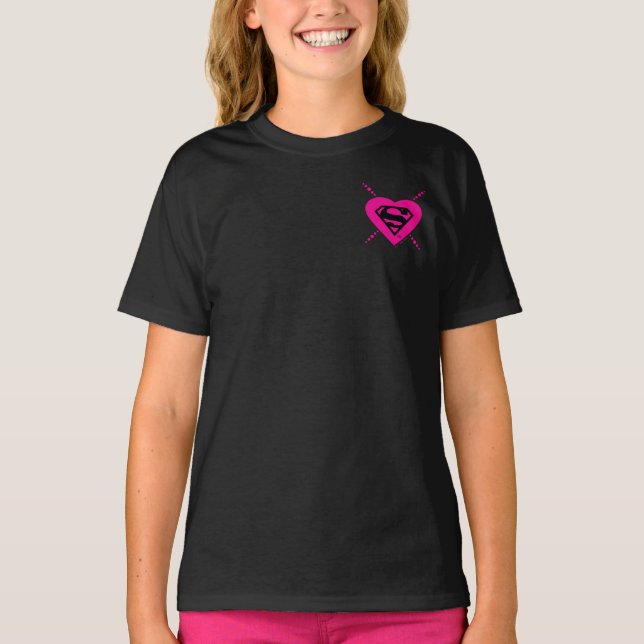 Supergirl Hearts Diagonal Mönster T Shirt (Framsida)