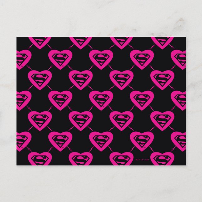 Supergirl Hearts Diagonal Mönster Vykort (Framsida)
