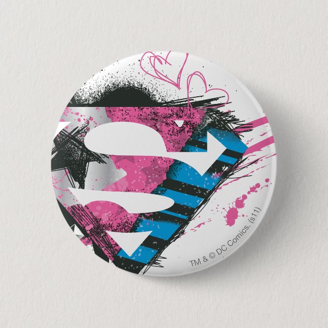 Supergirl Hearts Logotyp Knapp (Framsida)