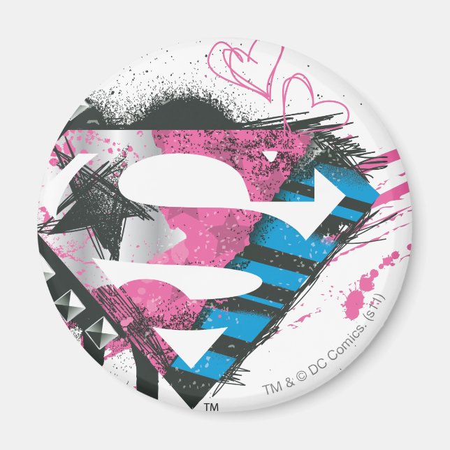 Supergirl Hearts Logotyp Magnet (Framsidan)