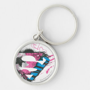 Supergirl Hearts Logotyp Rund Silverfärgad Nyckelring