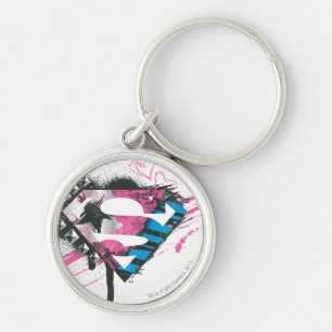 Supergirl Hearts Logotyp Rund Silverfärgad Nyckelring