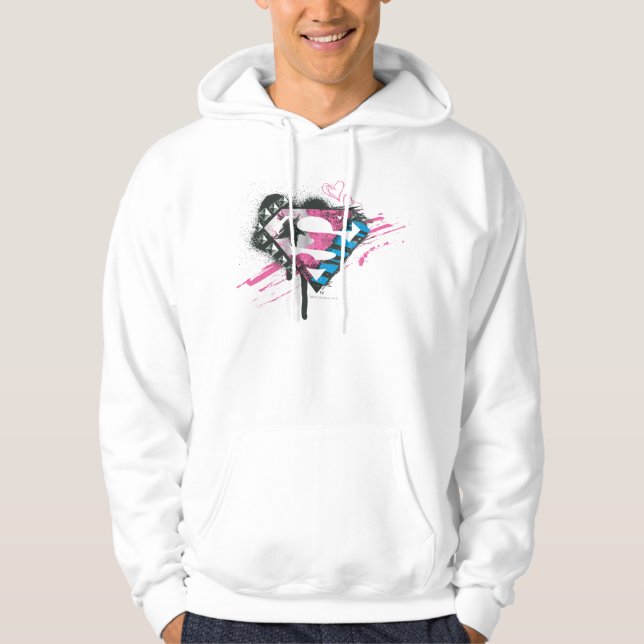 Supergirl Hearts Logotyp Sweatshirt Med Luva (Framsida)