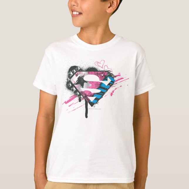 Supergirl Hearts Logotyp T-shirt (Framsida)