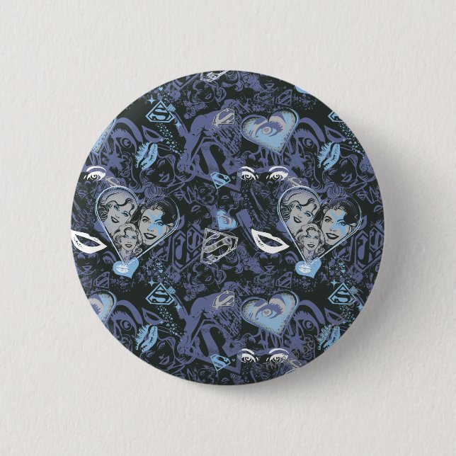 Supergirl Hearts och Läppar Mönster Knapp (Framsida)