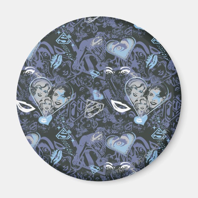 Supergirl Hearts och Läppar Mönster Magnet (Framsidan)