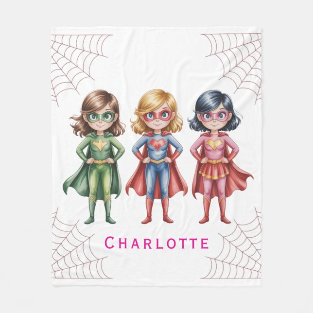 Supergirl Heroes Födelsedagsfest for Girls Gift Fleecefilt (Framsidan)