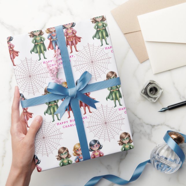 Supergirl Heroes Födelsedagsfest for Girls Presentpapper (Gifting)