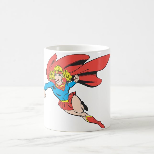 Supergirl hoppar och stansmaskiner kaffemugg (Center)