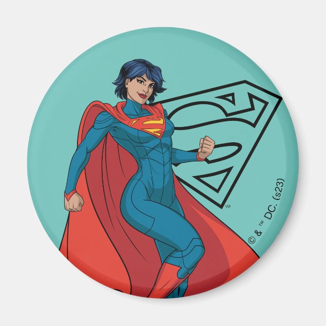 Supergirl Hovering i Blue Kostym Magnet (Framsidan)